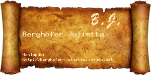 Berghofer Julietta névjegykártya